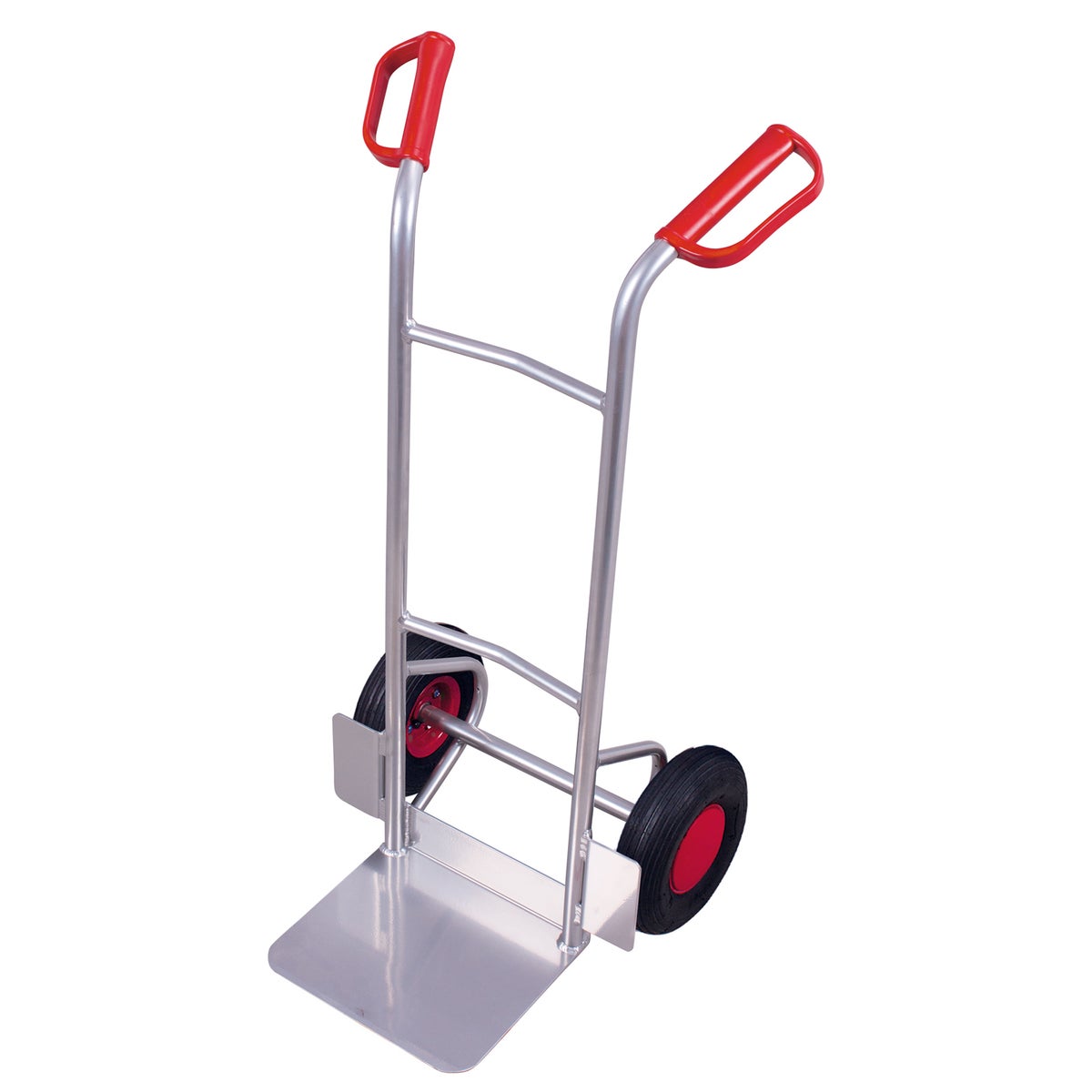 VARIOfit aluminium steekwagen, 150 kg laadvermogen, met gebogen dwarsbalken en luchtbanden