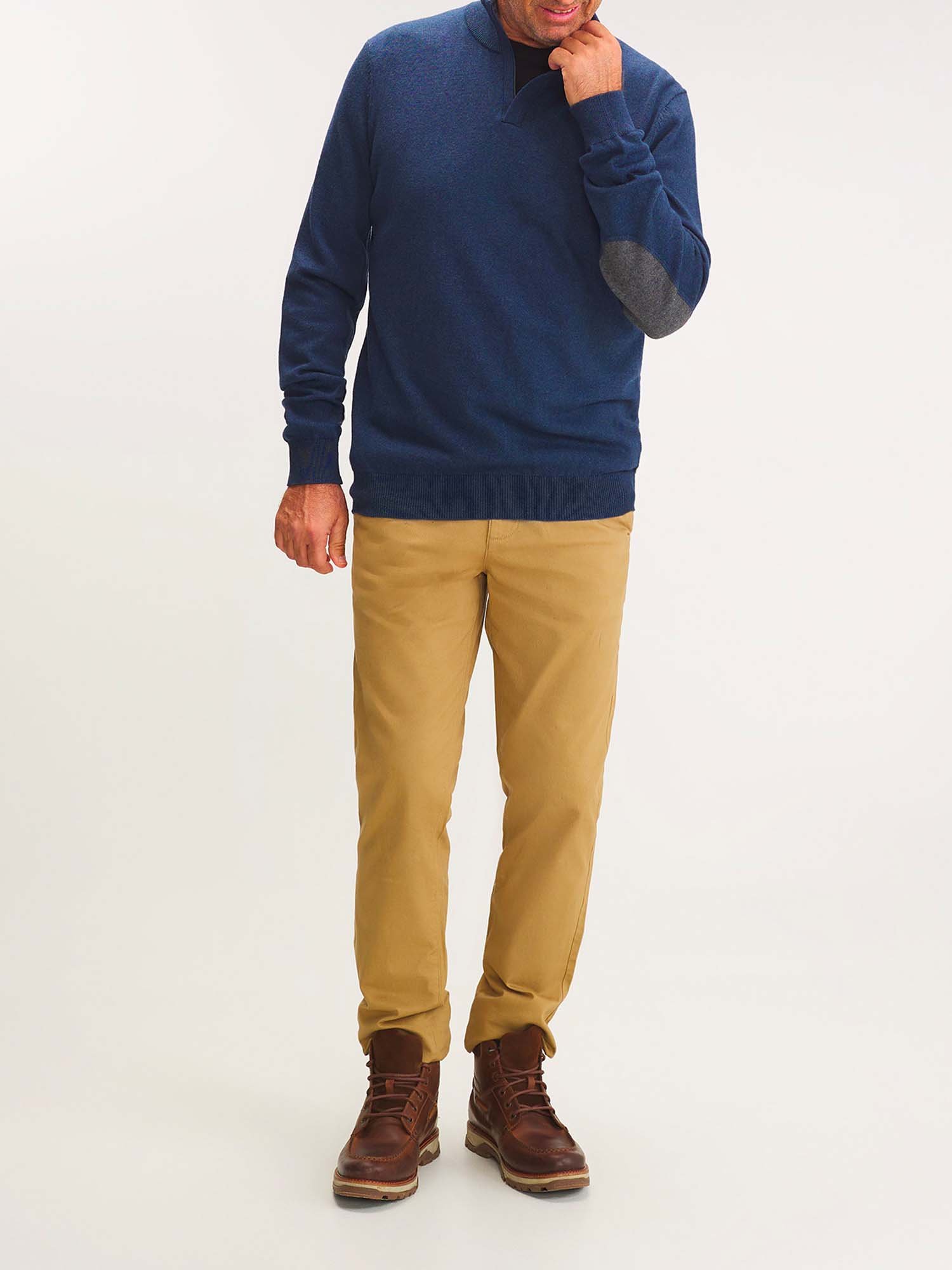 Pull Homme Col Camionneur Bleu