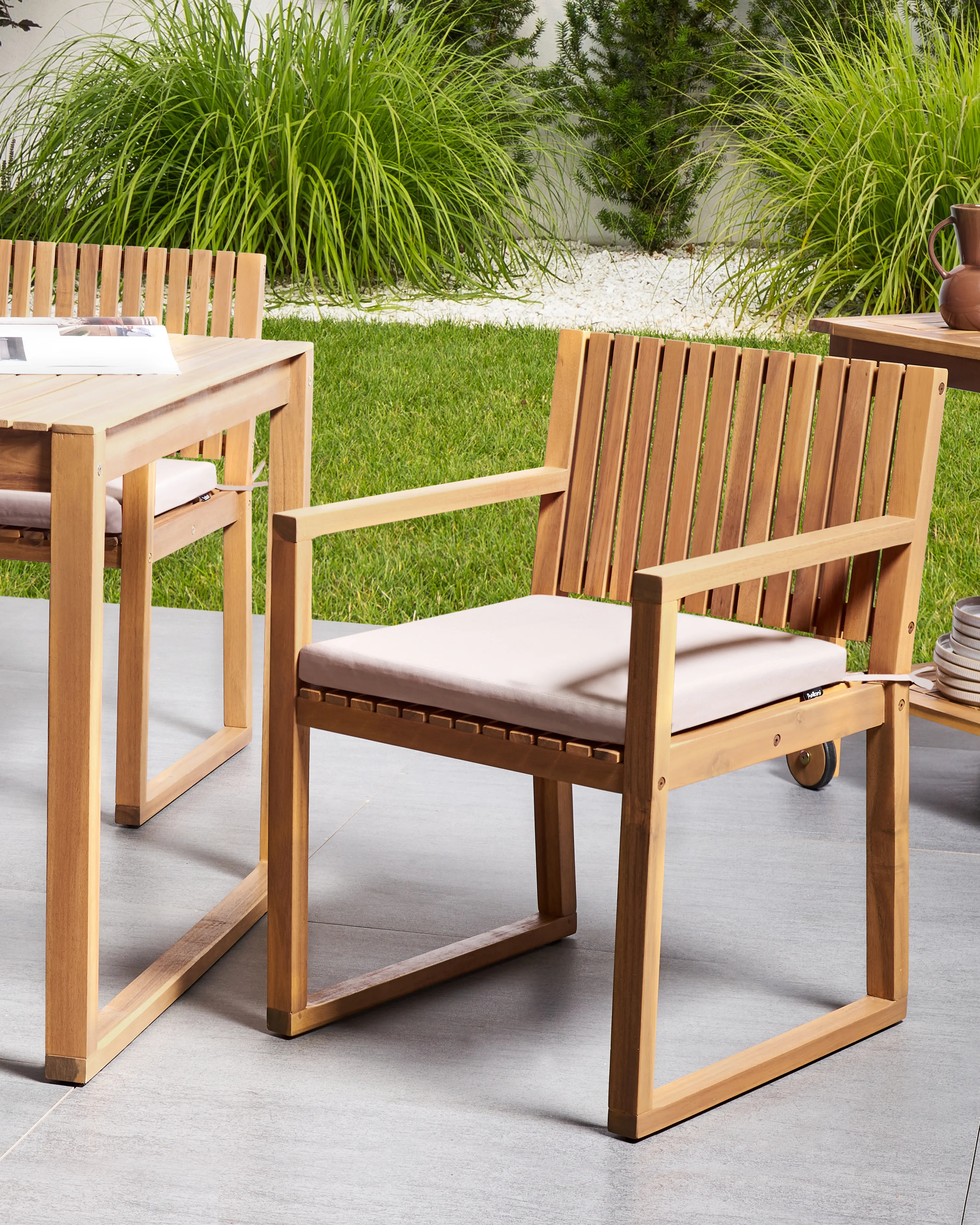 Set van 2 stoelen met zitkussen SASSARI PREMIUM Gecertificeerd acaciahout Taupe