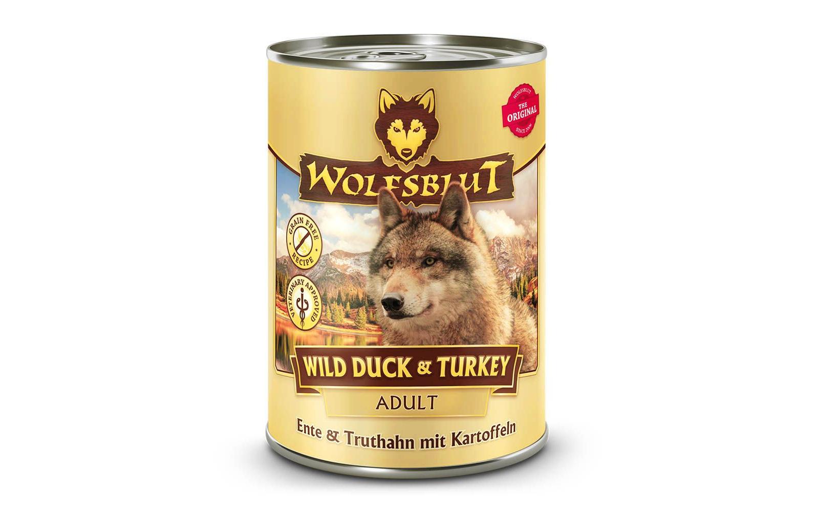 Nassfutter Dog Wild Duck & Turkey, 395 gAlleinfuttermittel für ausgewachsene Hunde