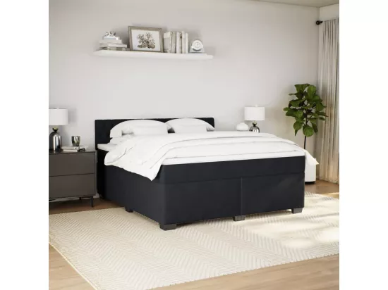 Sommier à lattes de lit avec matelas Noir 180x200 cm Velours