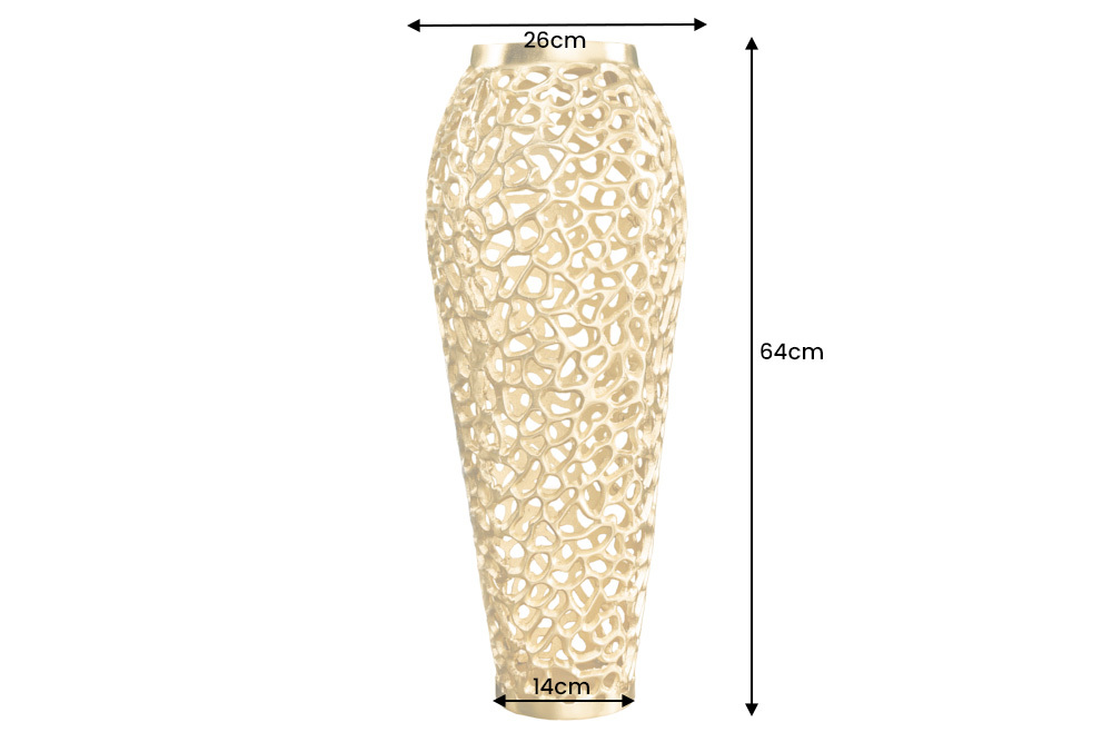Filigrane Design Vase ABSTRACT LEAF gold 65cm Handarbeit