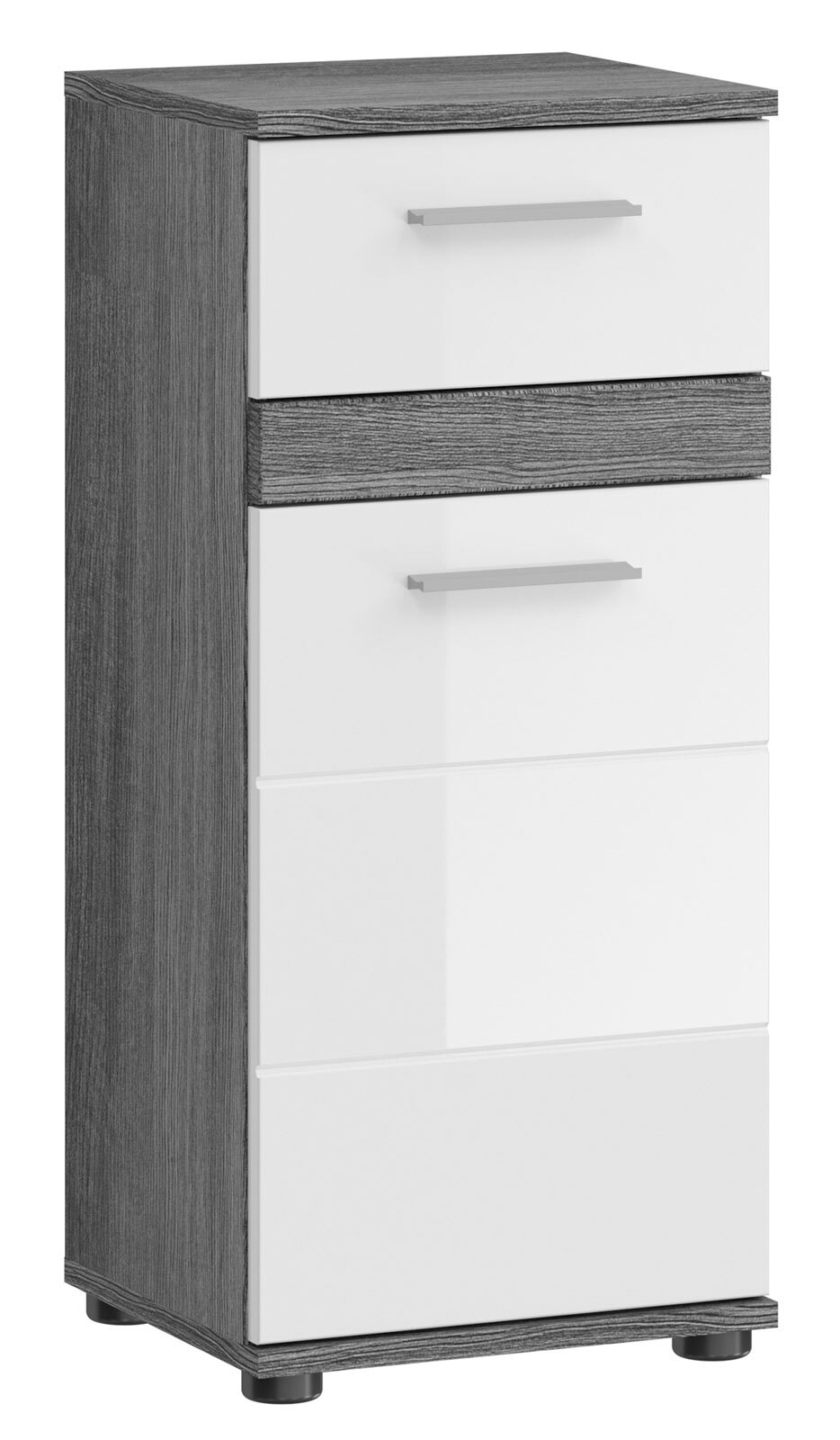 Standschrank Blake Rauchsilber/Weiß Hochglanz 35x79x31 cm