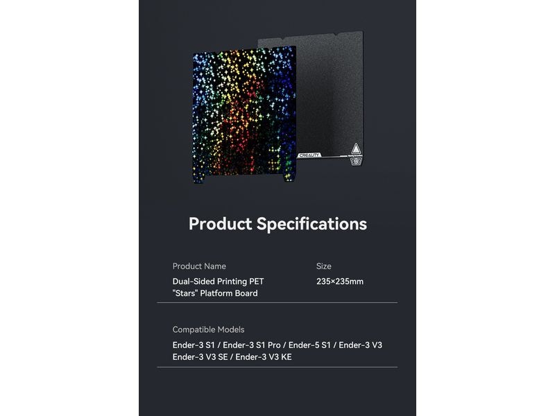 Creality Druckplattform Doppelseitige «Stars» Dual-Use-Funktionalität für vielseitiges Schalten