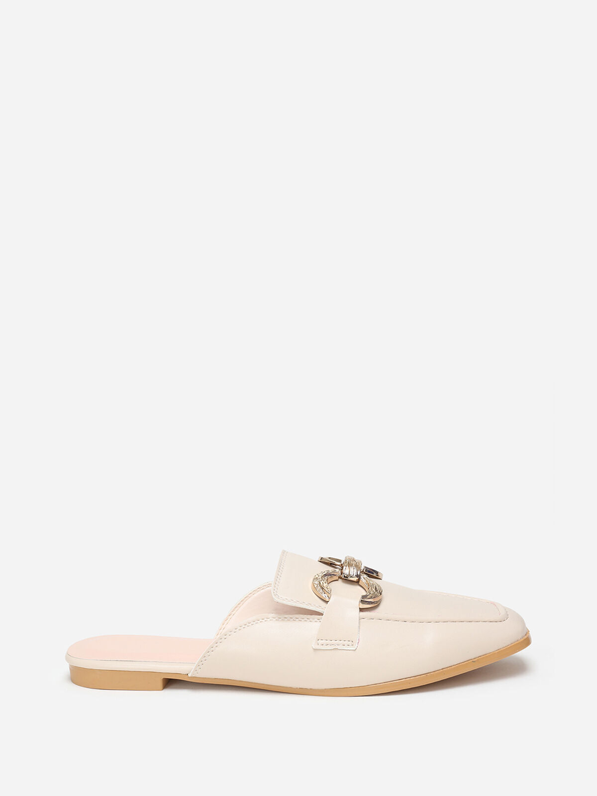 Mules mocassins à boucles- Beige