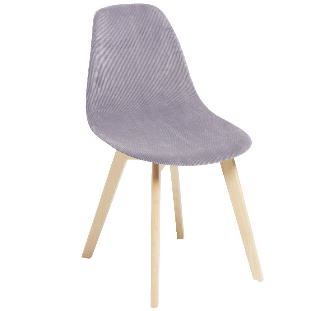 Housse de chaise velours côtelé L45xP40xH45cm - 2 modèles gris ou blanc