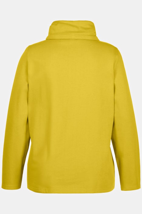 Sweatjacke, drapierter Stehkragen, Kunstleder-Details