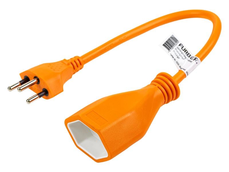 FURBER.power Verlängerungskabel T13-T12 0.2 m Orange Stromkabel H05VV-F 3G1.00