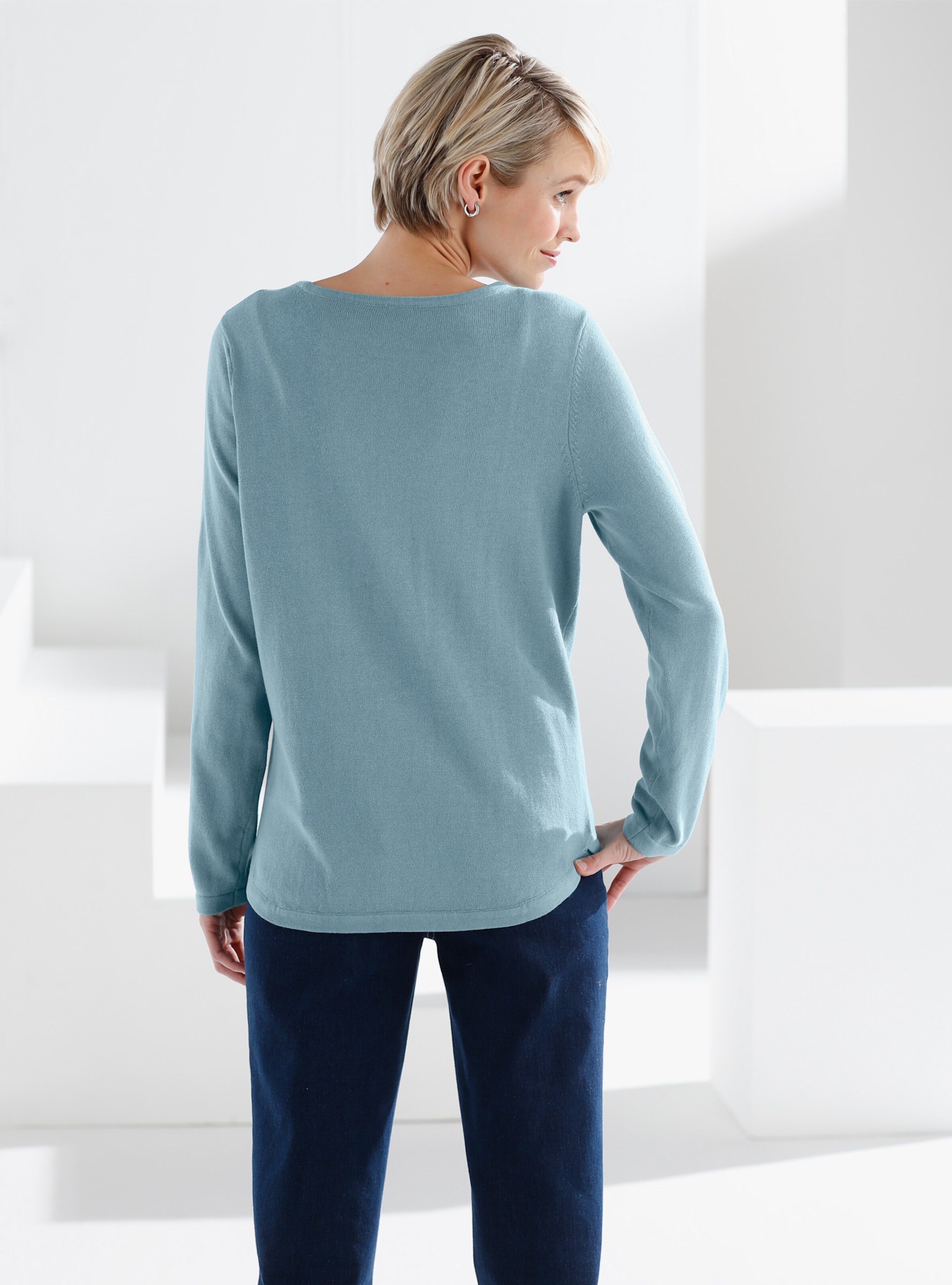 Langarm-Pullover mit überlappendem Saum