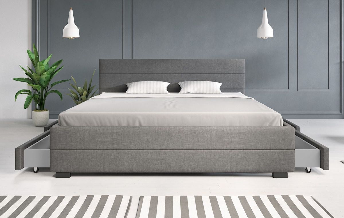 Loox - Tweepersoonsbed met 4 lades - Stof grijs - 180x200 cm
