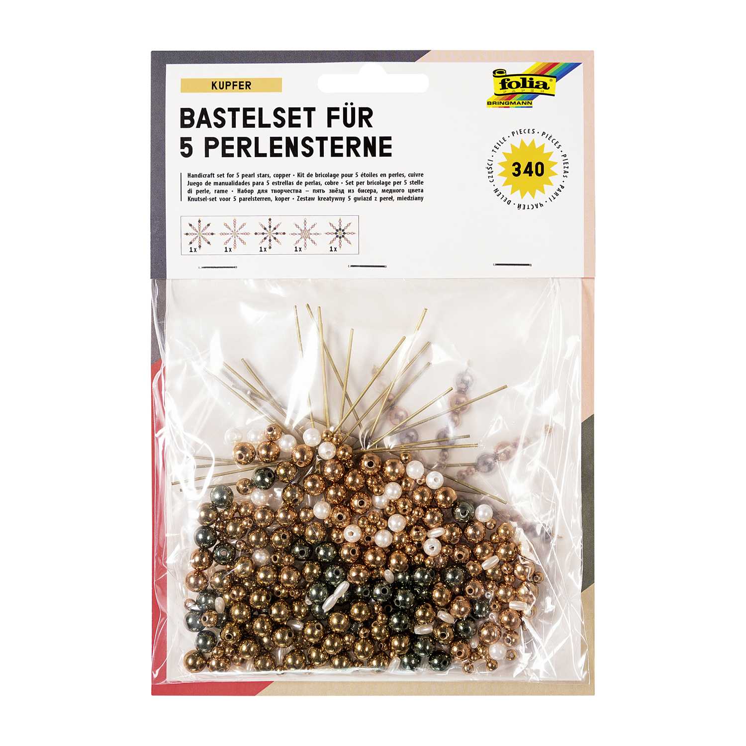 Folia Bastelset für 5 Perlensternen 340teilig