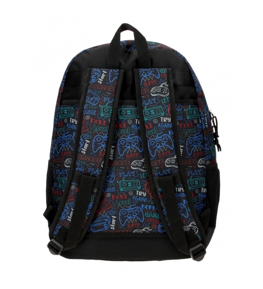 Roll Road Mochila Escolar Roll Road Next Level Dos Compartimentos negro -33x44x17cm-