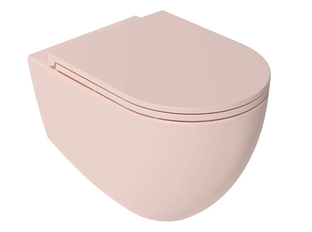 Isvea Durezza met Isvea Infinity randloos toilet roze mat en softclose zitting