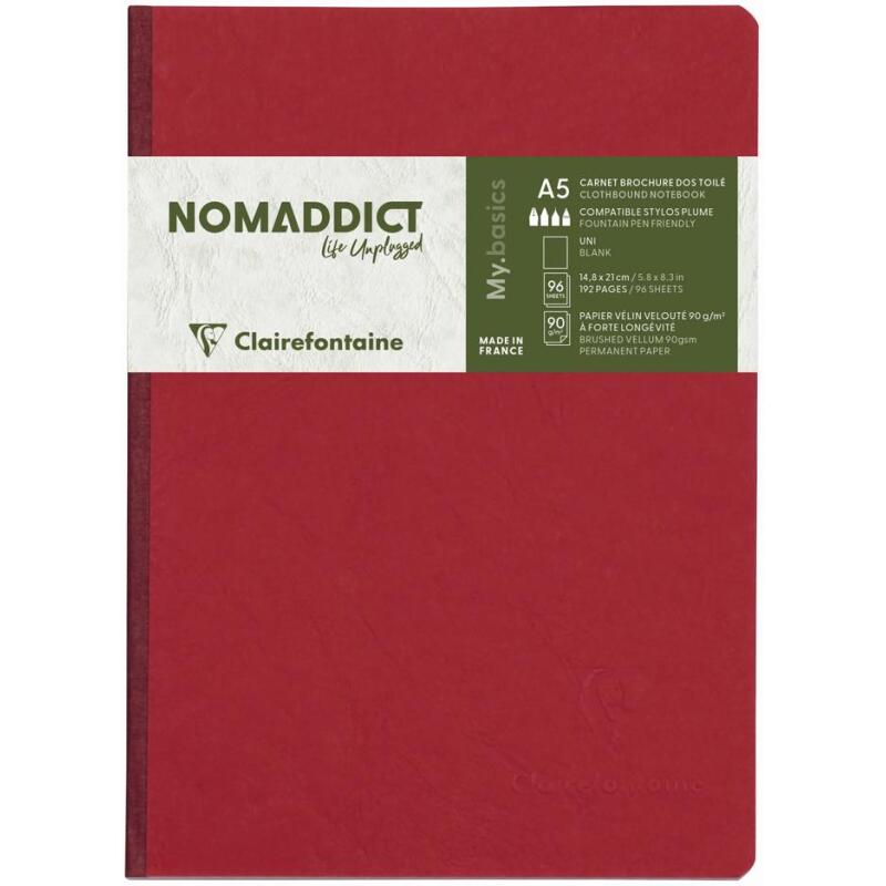 Carnet brochure Age Bag A5 192 pages uni - Rouge