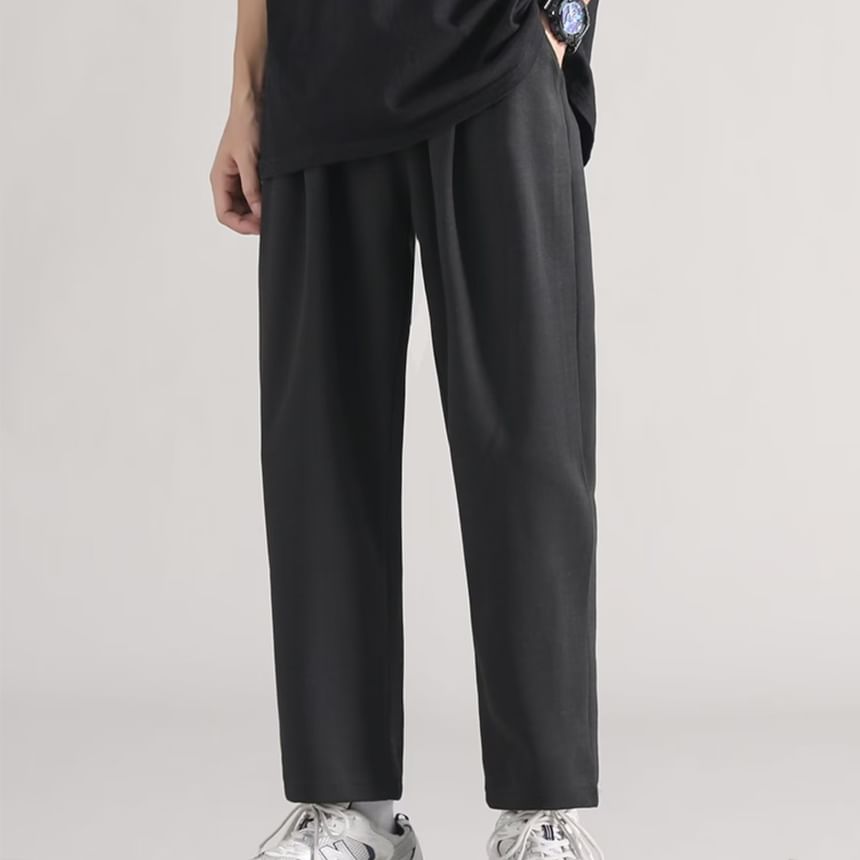 Jozev - Effen cropped rechte joggingbroek met trekkoord in de taille