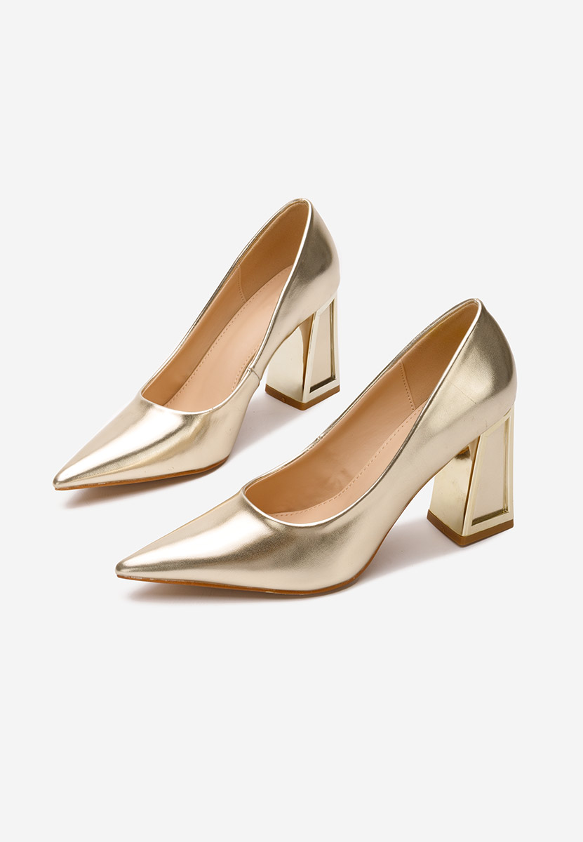 Chaussures à talon épais dorées Cizella