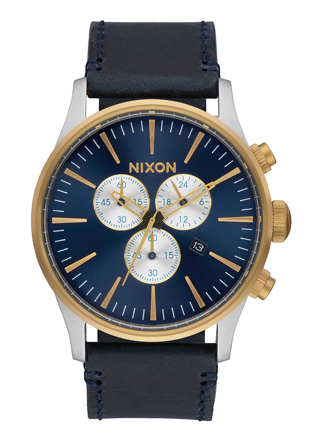 Nixon The Sentry Chrono Leather Gold / Blue Sunray A4051922