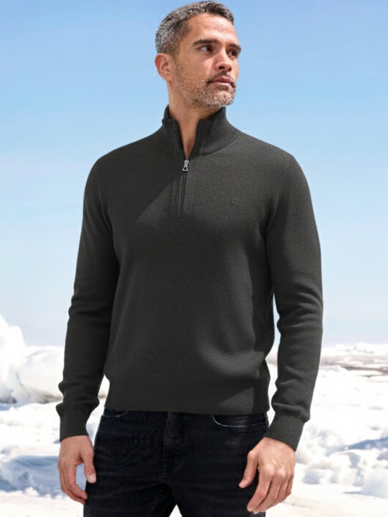 Flachstrickpullover mit Troyerkragen