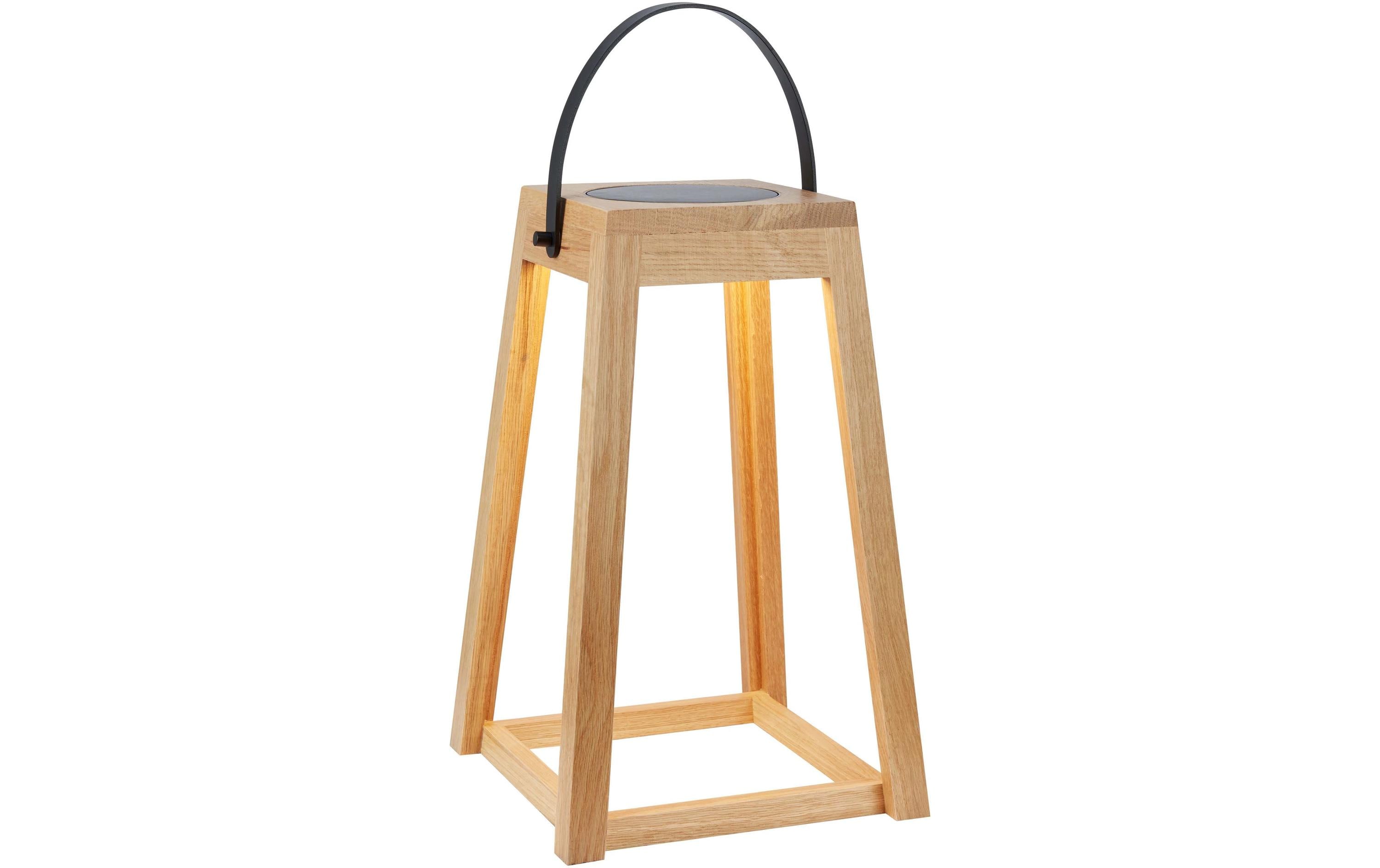 Laterne Nordic Eichen-Optik, IP 44<br>Solar Laterne