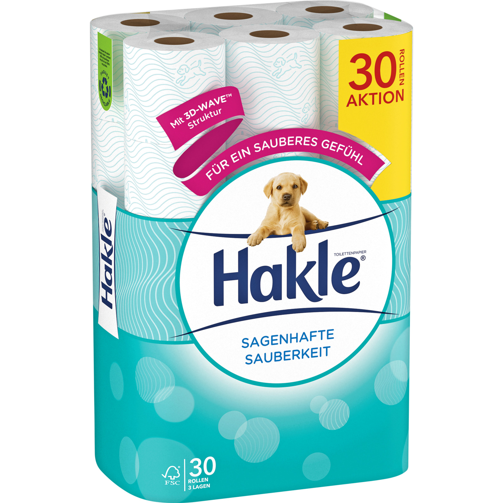 Hakle Toilettenpapier 3-lagig Sagenhafte Sauberkeit Blau