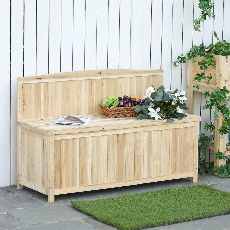 Outsunny Gartenbank mit Stauraum natur