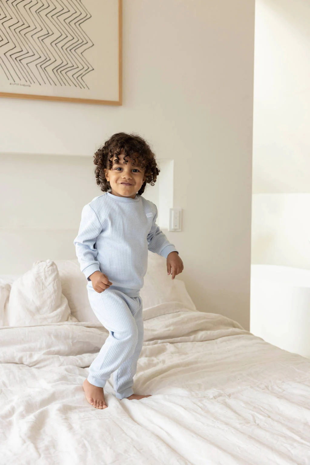 Feetje unisex wafel pyjama lichtblauw
