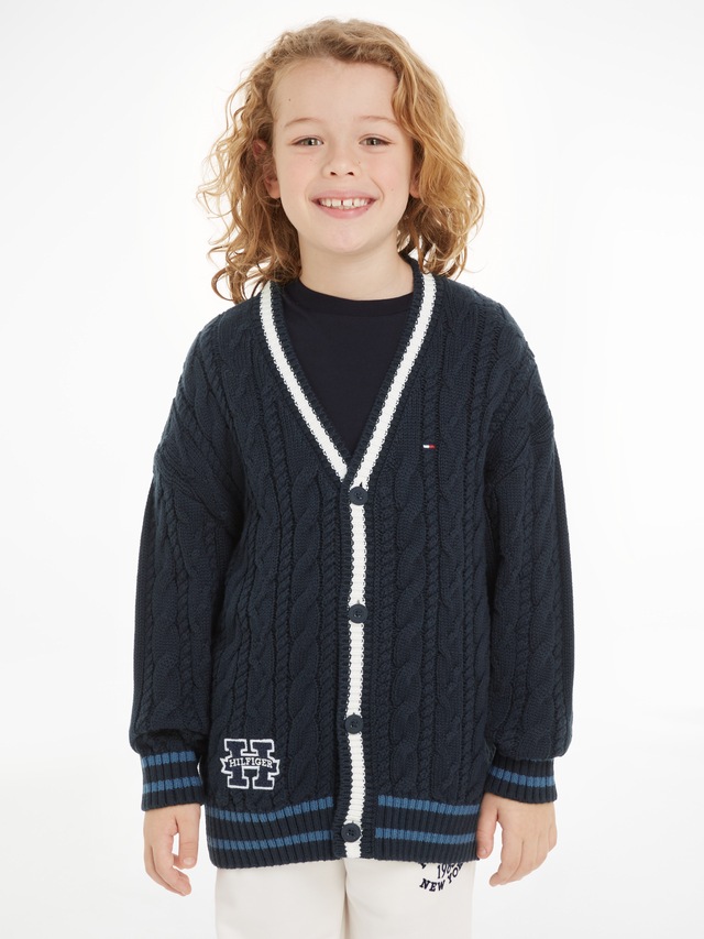 Tommy Hilfiger Strickjacke »H CARDIGAN SWEATER« Kinder bis 16 Jahre mit Logopatch