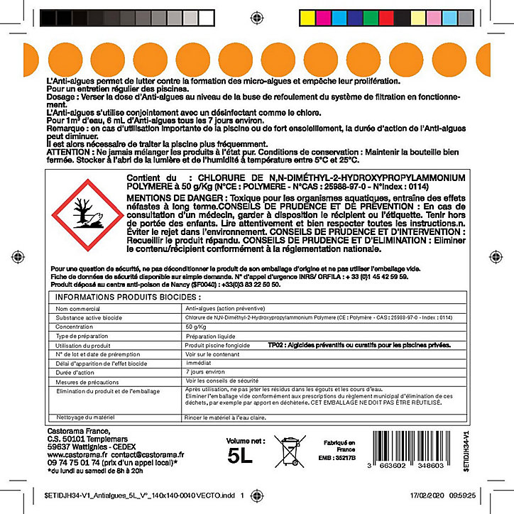 Anti Algues Non Moussant 5L action préventive