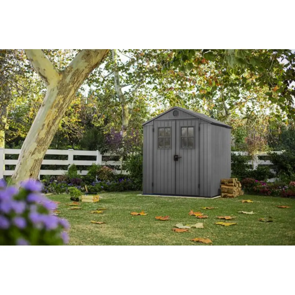 Keter Darwin 66 Tuinhuis - dubbele deuren   ramen - 190x183x221 cm - Grijs