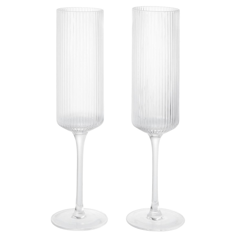 Ferm Living Ripple champagneglazen Flutes set van 2 Clear