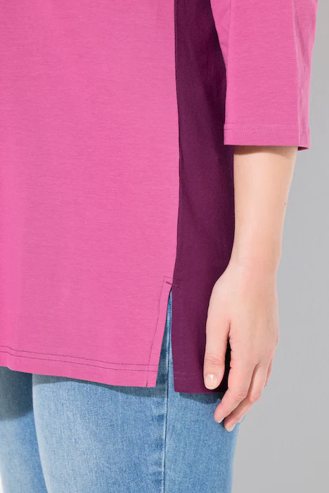Shirt, Blüten, V-Ausschnitt, 3/4-Arm, Biobaumwolle, waldbeere