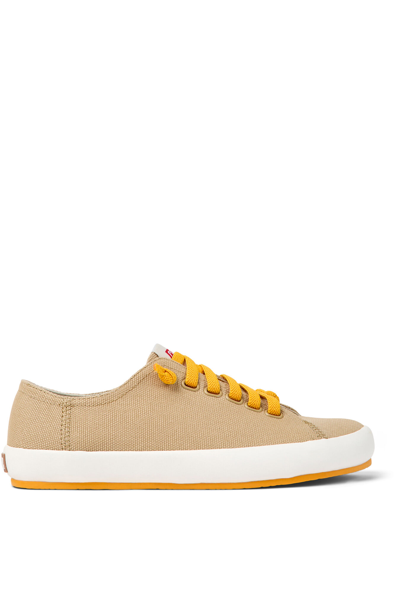 Tênis feminino amarelo trançado. - bege