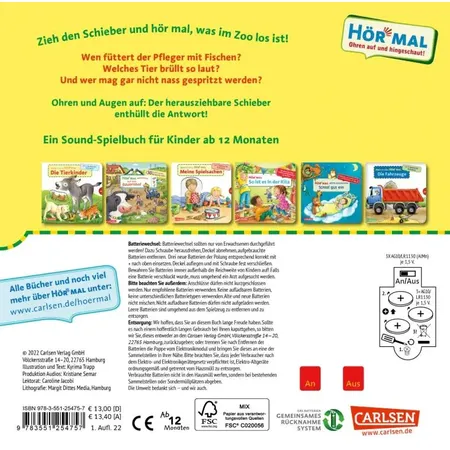 Carlsen Verlag Mein erstes Hör mal (Soundbuch ab 1 Jahr): Im Zoo