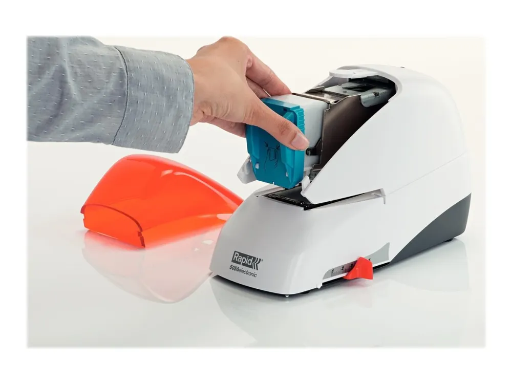 Rapid kontaktløs elektrisk hæftemaskine 5050E, 50 ark Sølv/orange