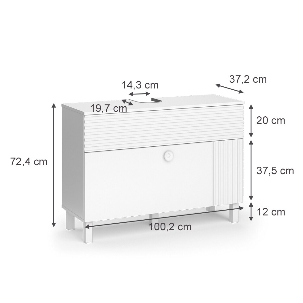 Vicco Waschtischunterschrank Sola 100,2 x 72,4 cm Weiß matt, modern, Badezimmer