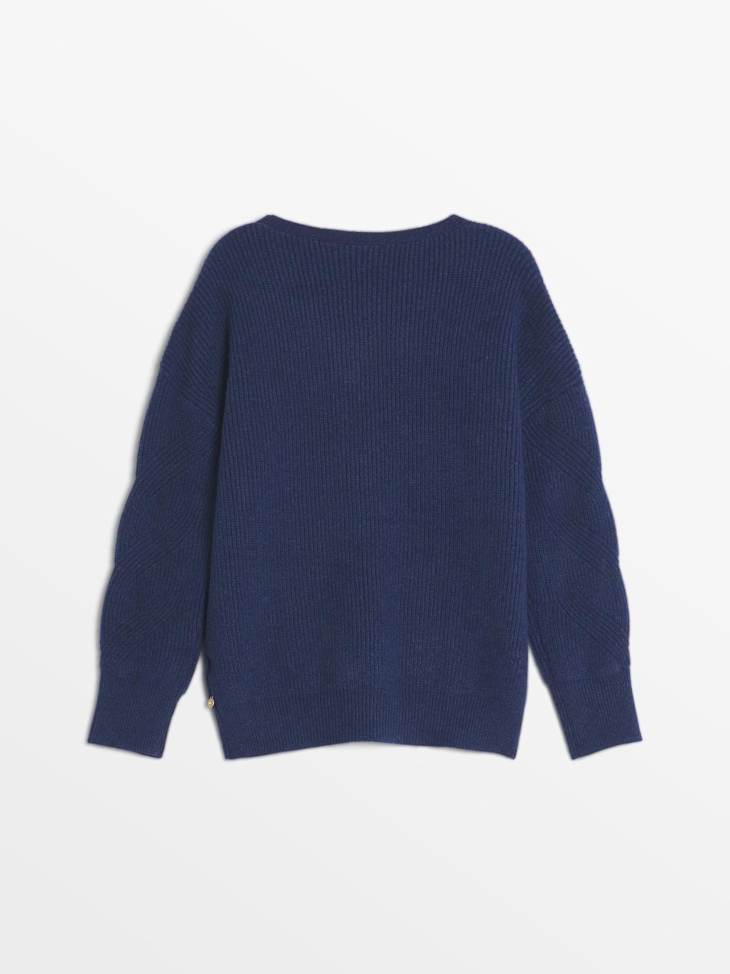 Pull Femme Manches Torsadées Bleu