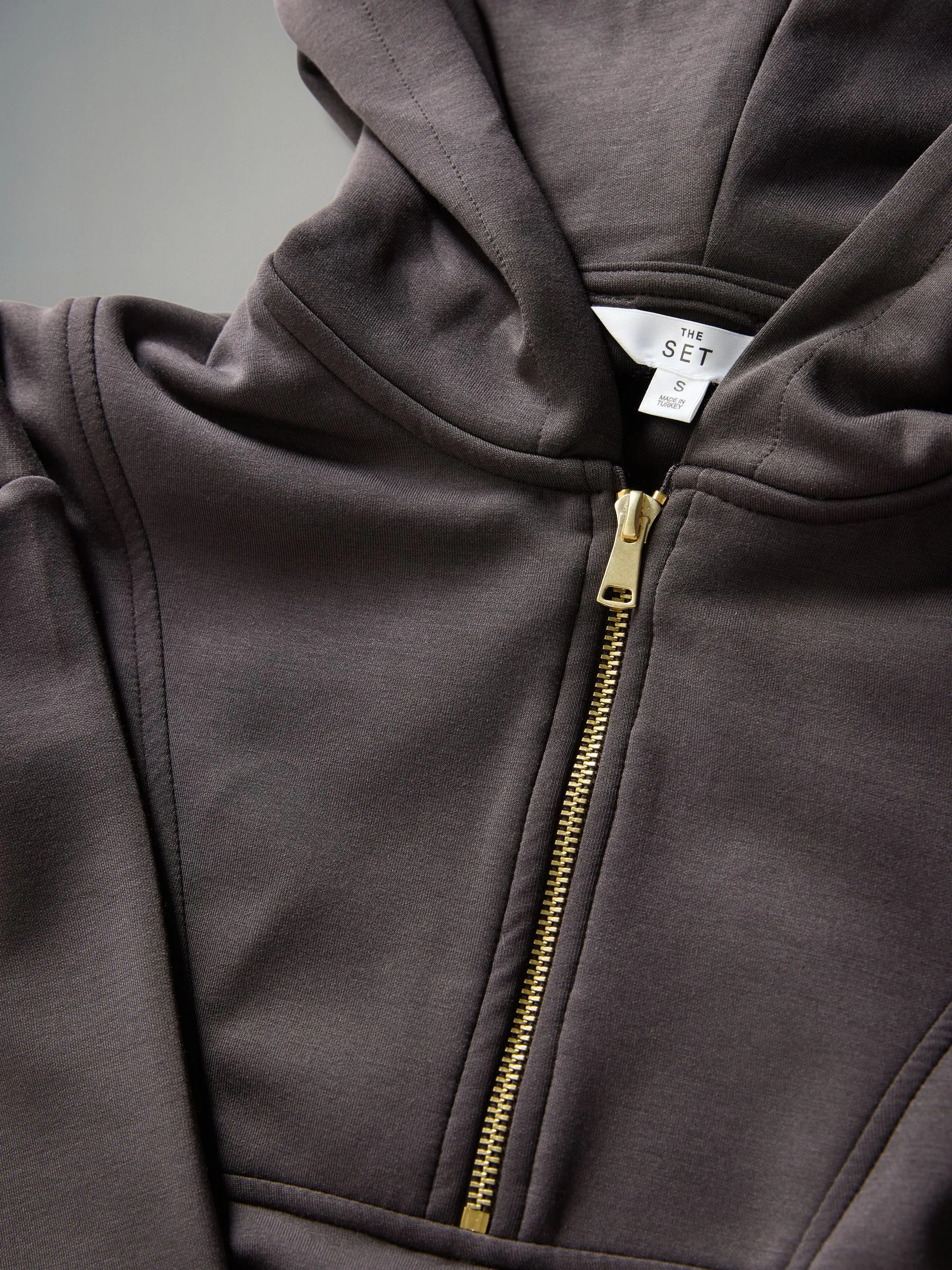 Chocoladebruin - The Set oversized modal Sweatshirt met ritssluiting en Joggingbroeken
