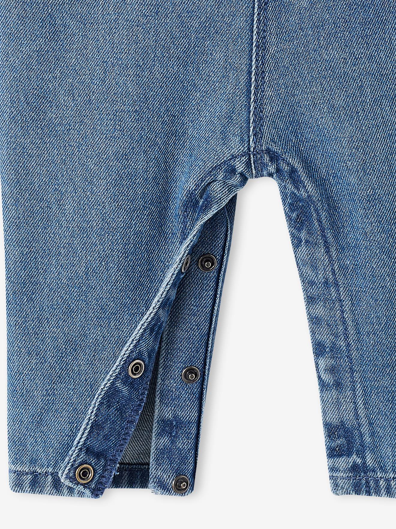 Macacão jeans infantil na cor pedra