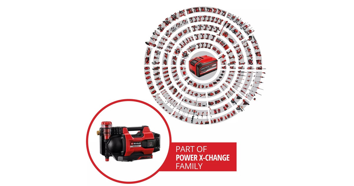 EINHELLAQUINNA Accu Automatische Tuinpomp  (Rood/zwart, Accu en oplader niet inbegrepen, Power X-Change)