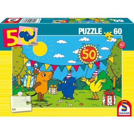 Schmidt Spiele Puzzle - Alles Liebe zum Geburtstag, 50. Geburtstag Elefant, 60 Teile