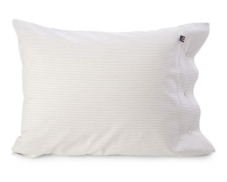 Lexington American Pin Point Oxford Stripe pudebetræk 60x63, grå/hvid Gray/white