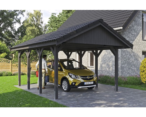 SKAN HOLZ Wallgau enkele carport inclusief daklatten en H-paalankers, 430 x 600 cm, grijs