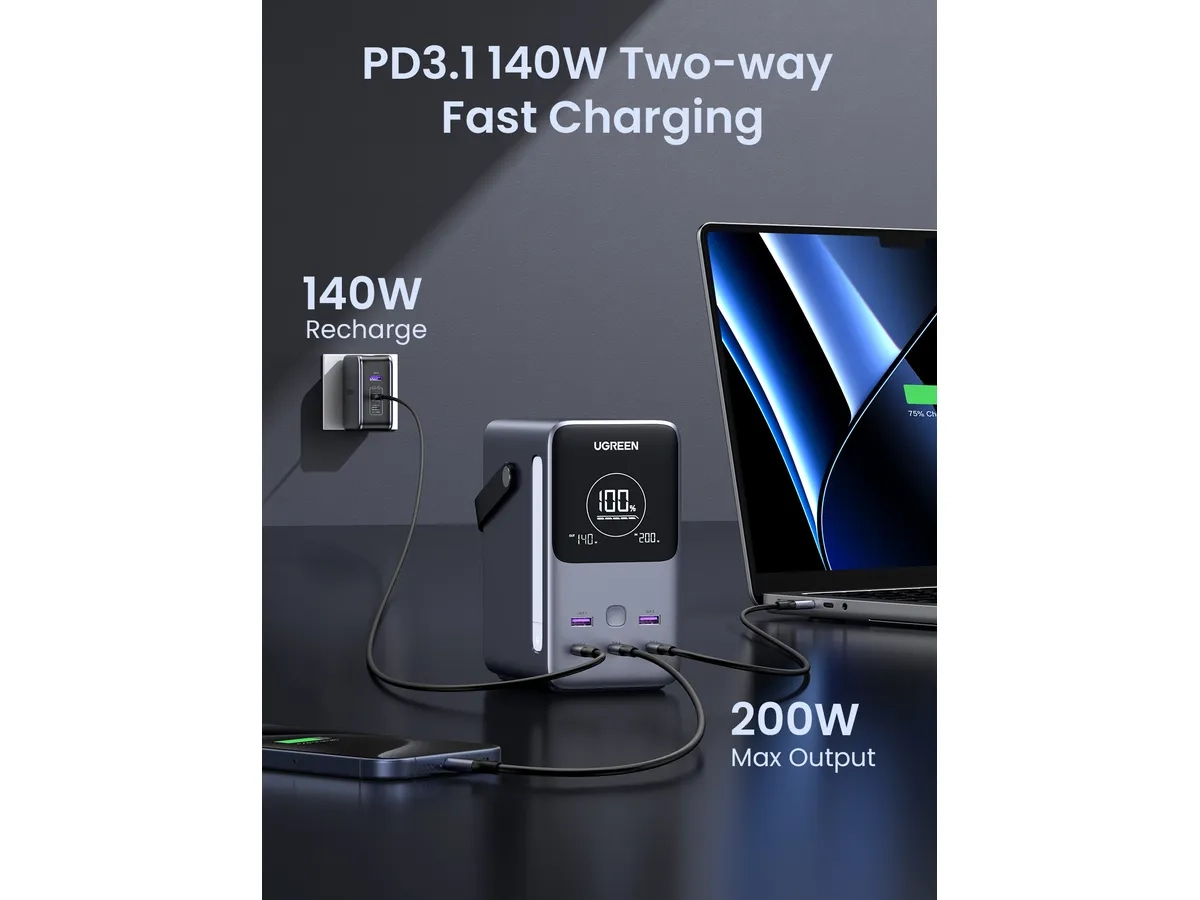 (300W) Nexode 48000mAh Powerbank 3x USB C / 2x USB A Ladegerät Power Delivery (25286) - Grau