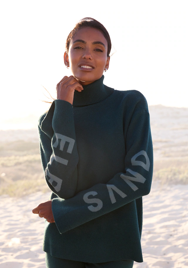 Elbsand Rollkragenpullover , aus hochwertigem Strick mit eingestricktem Logo, Loungewear