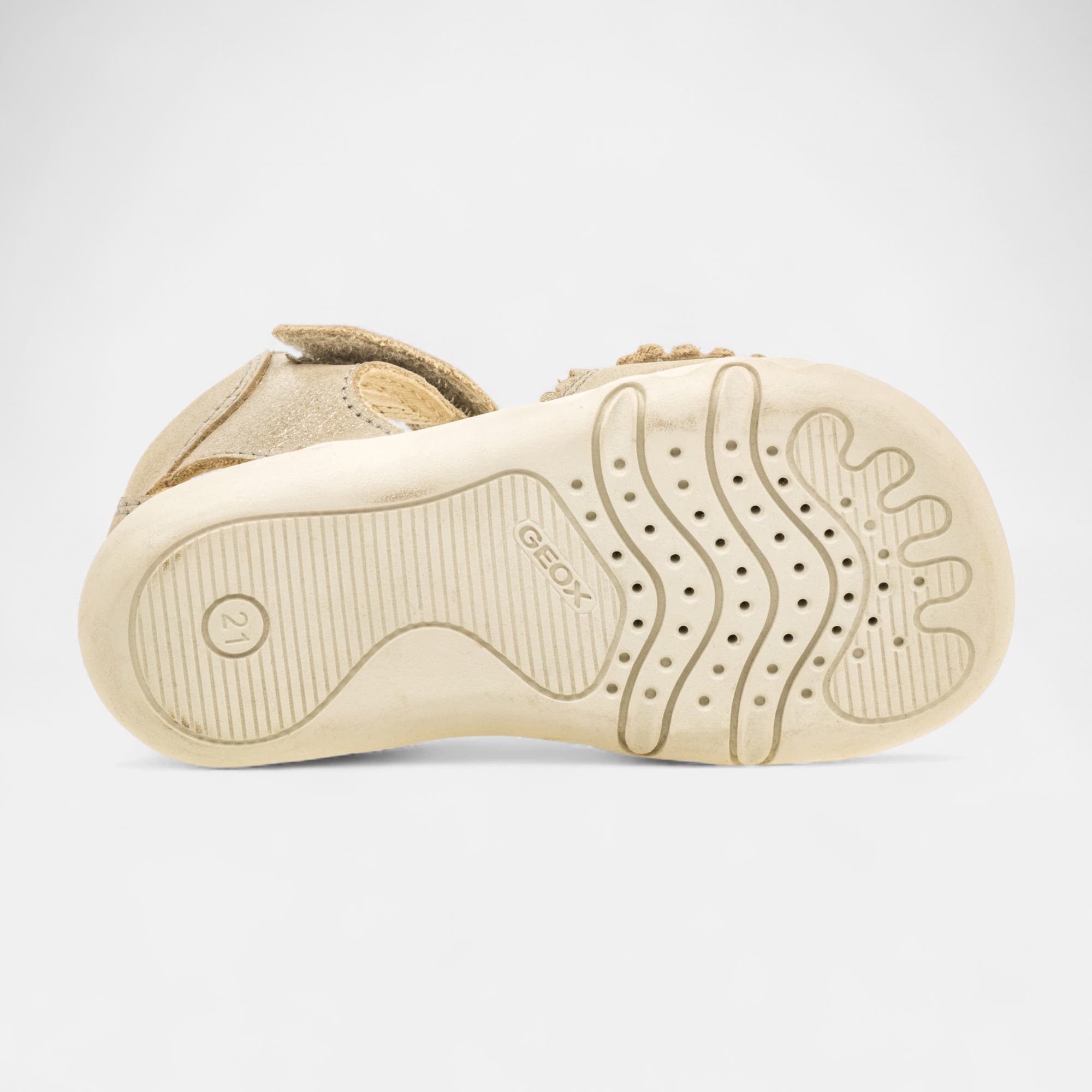 Nu-pieds Fille en cuir beige