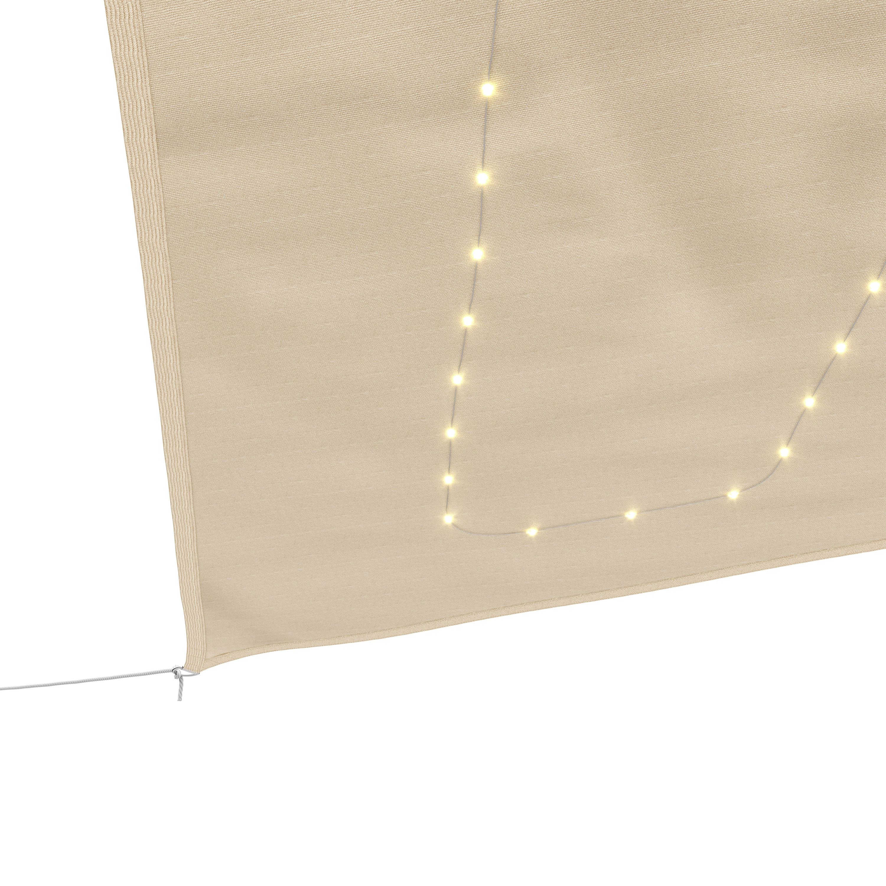 Sonnensegel Dreieck mit LED 3 x 3 x 3 m beige