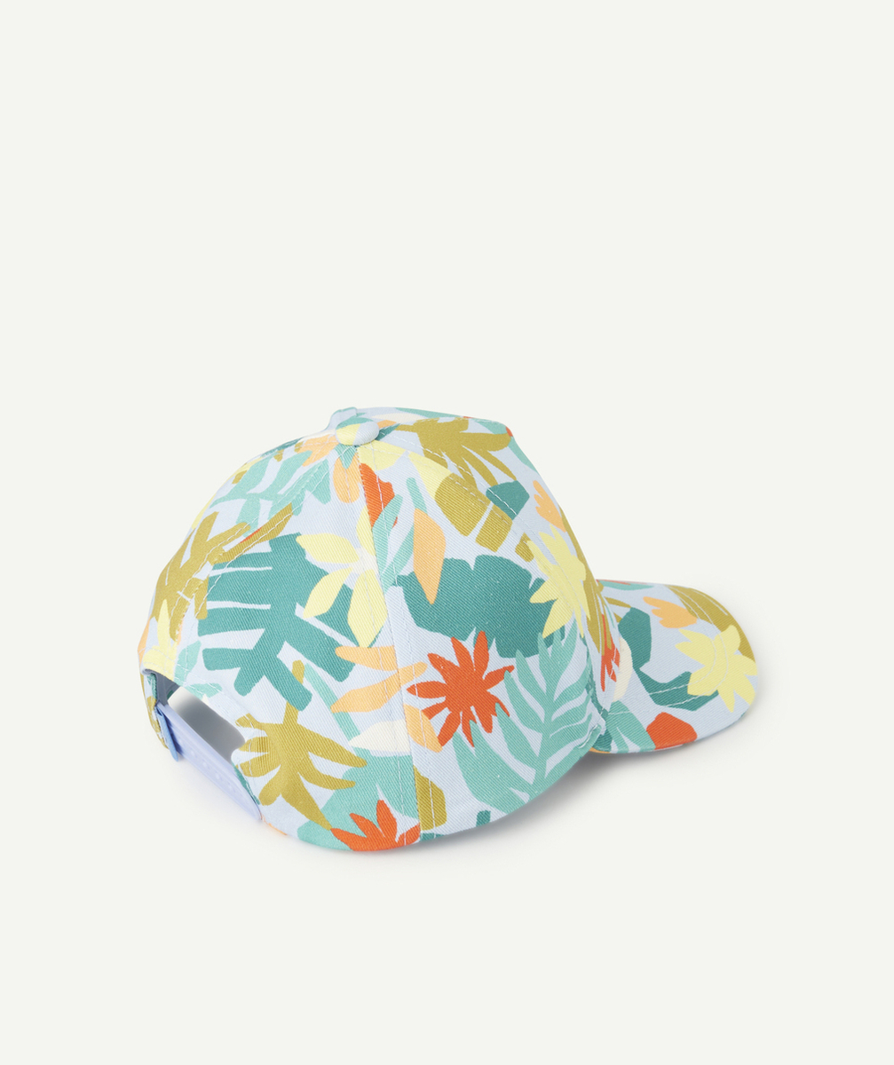 CASQUETTE BÉBÉ GARÇON BLEUE AVEC PATCH BRODÉ ET IMPRIMÉ FEUILLE