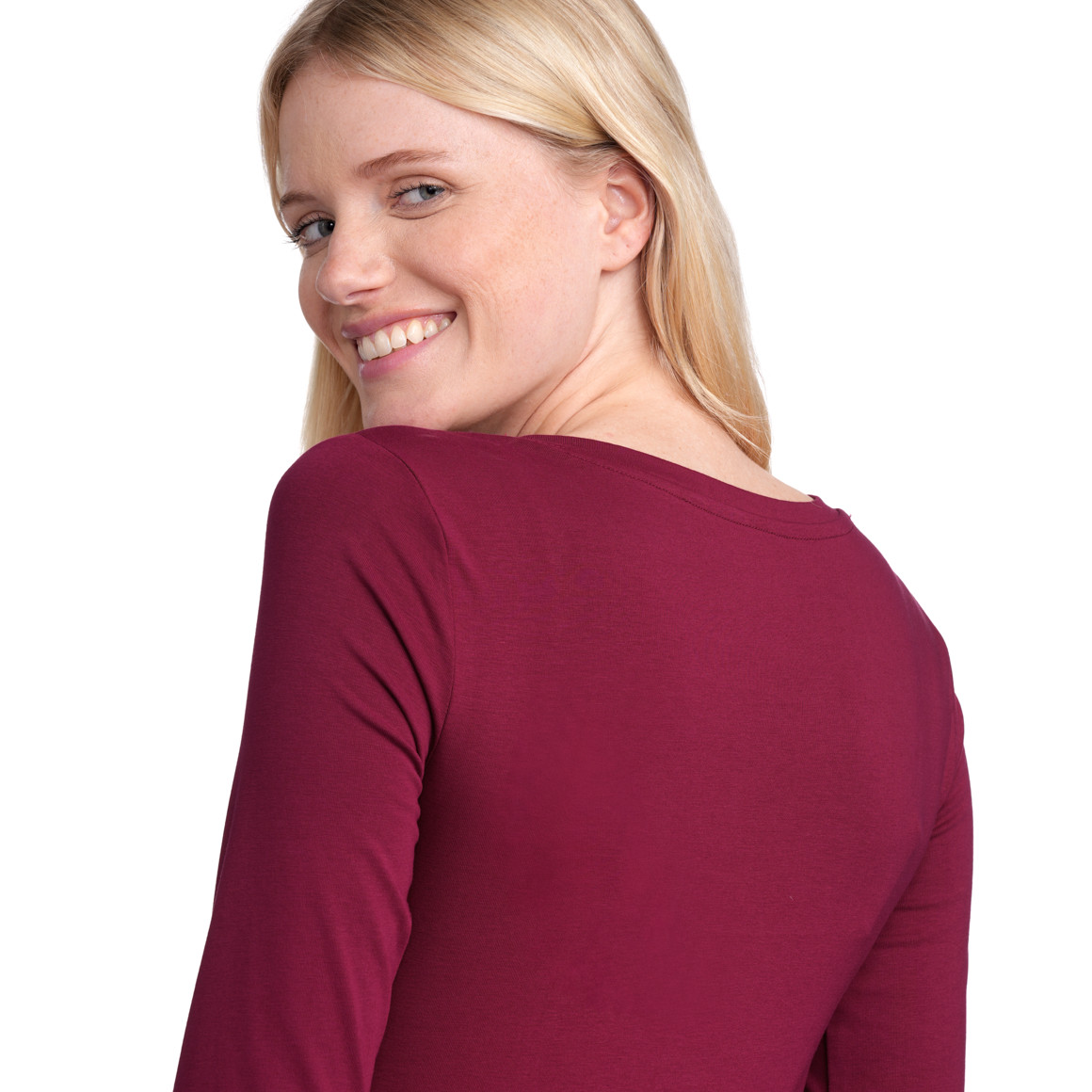 Gina Benotti Damen Langarmshirt im Basic-Look dunkelrot