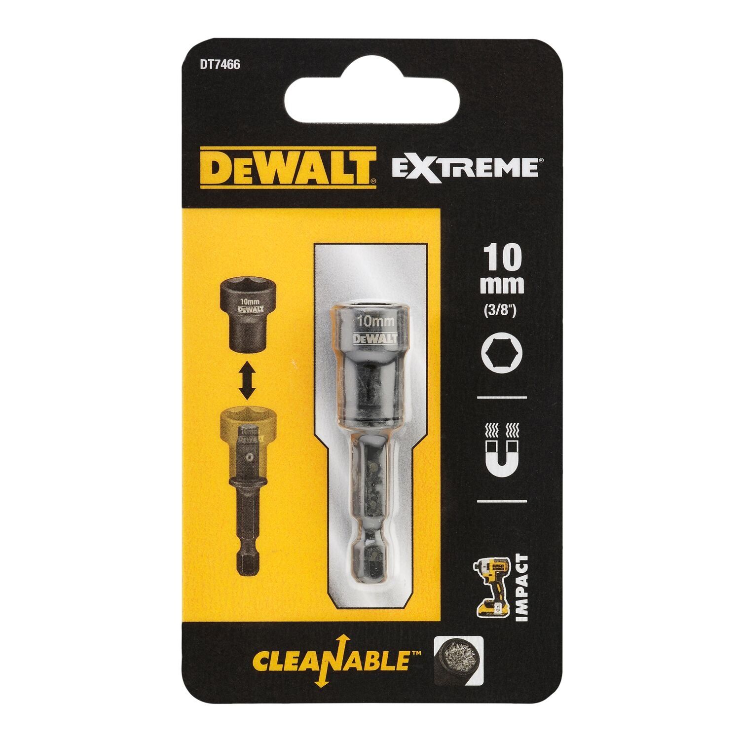 DeWALT DT7466 IMPACT Magnetische zeskantdop (reinigbaar) 10mm