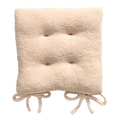 Galette de chaise carrée tissu bouclette - Lot de 2